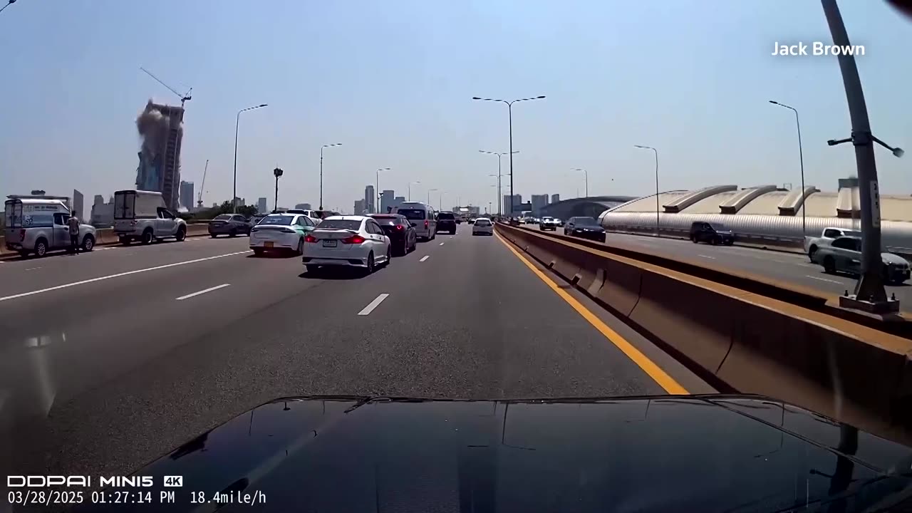 Dashcam captures Bangkok skyscraper's collapse after earthquake