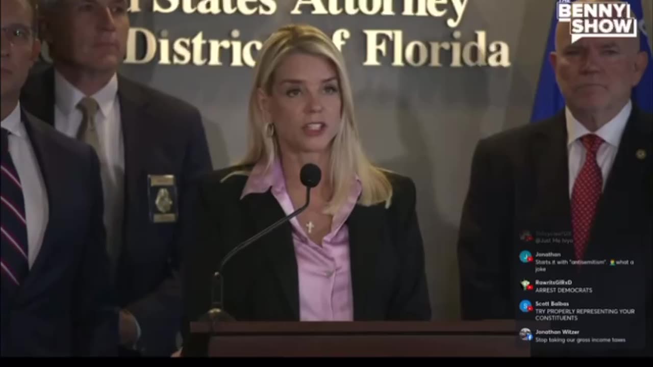 AG Pam Bondi announces arrest of man who threatened to kill Benny Johnson & family