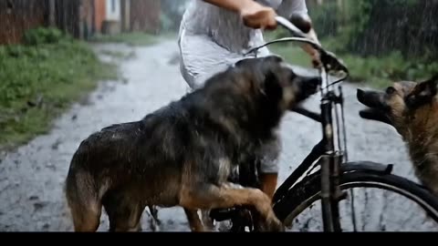 Scary Dog Chase in Rain! Girl Falls in Mud 😱 | Must Watch #funny #comedy #ai #shorts