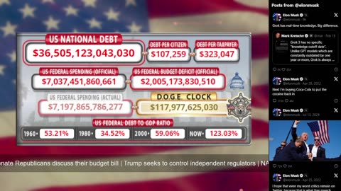 DOGE Live US Debt Clock and Live X Posts