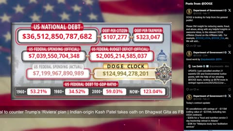 DOGE Live US Debt Clock and Live X Posts