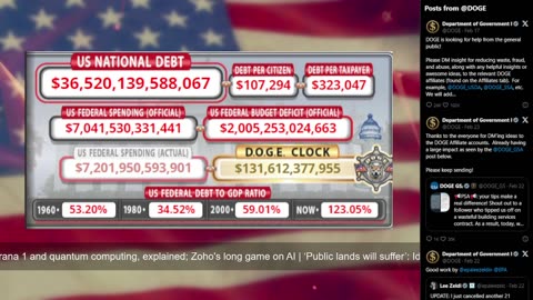 DOGE Live US Debt Clock and Live X Posts