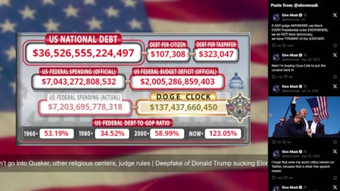 DOGE Live US Debt Clock and Live X Posts