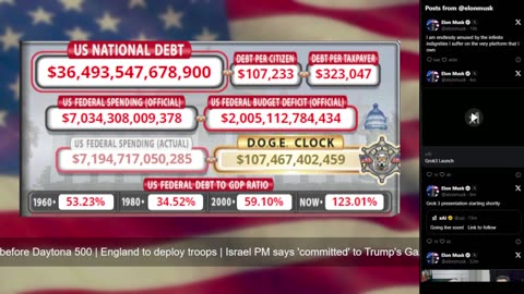 DOGE Live US Debt Clock and Live X Posts