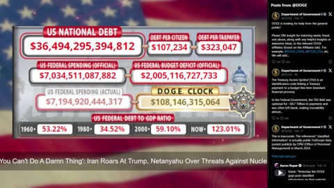 DOGE Live US Debt Clock and Live X Posts