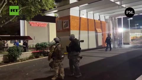 Antifa protestor scuttled away as woman PREACHES 'moral compass' to federal police
