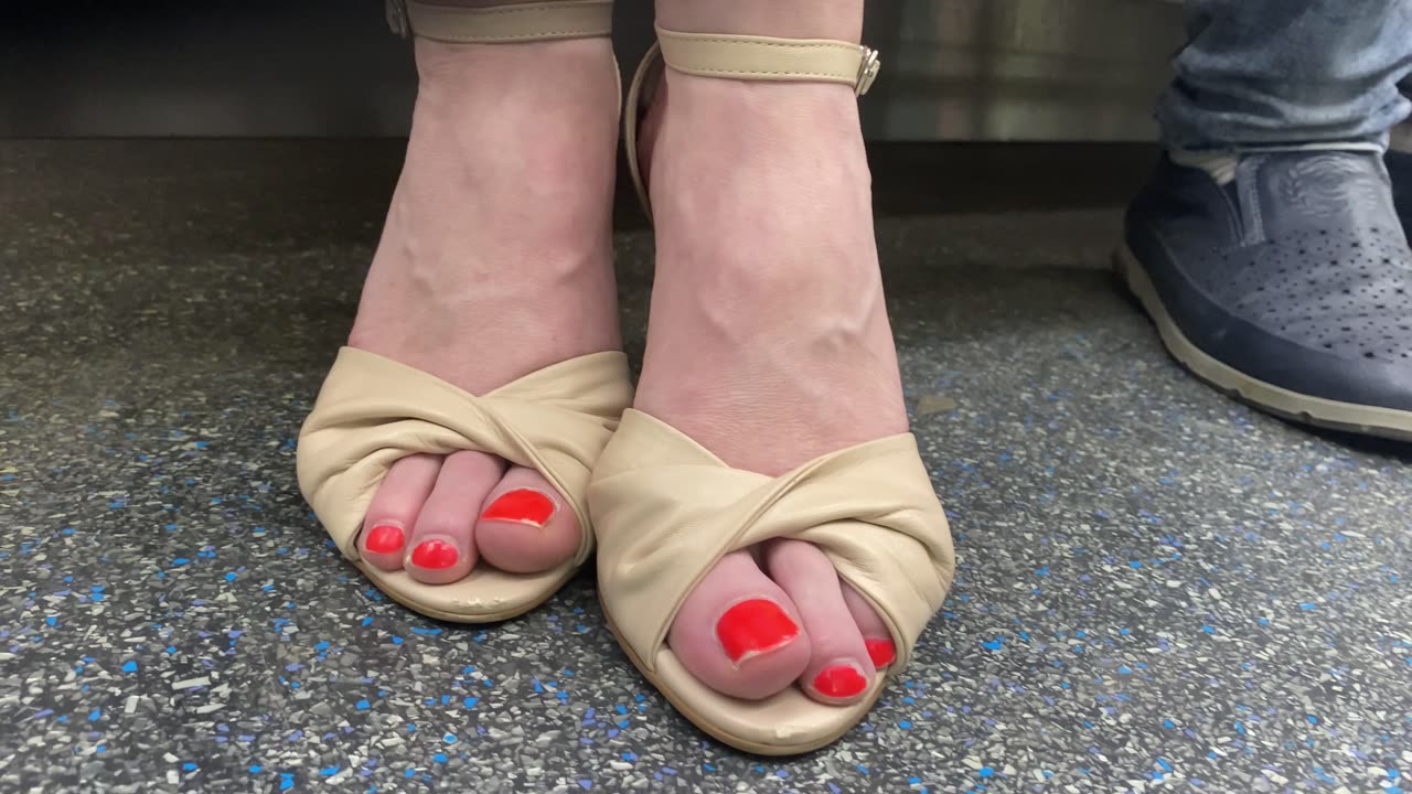 Red toes close up