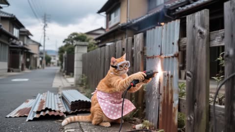 A Typhoon Is Coming – Kind Mama Cat & Kitten Decide to Open Their Home as a Shelter for Strays!