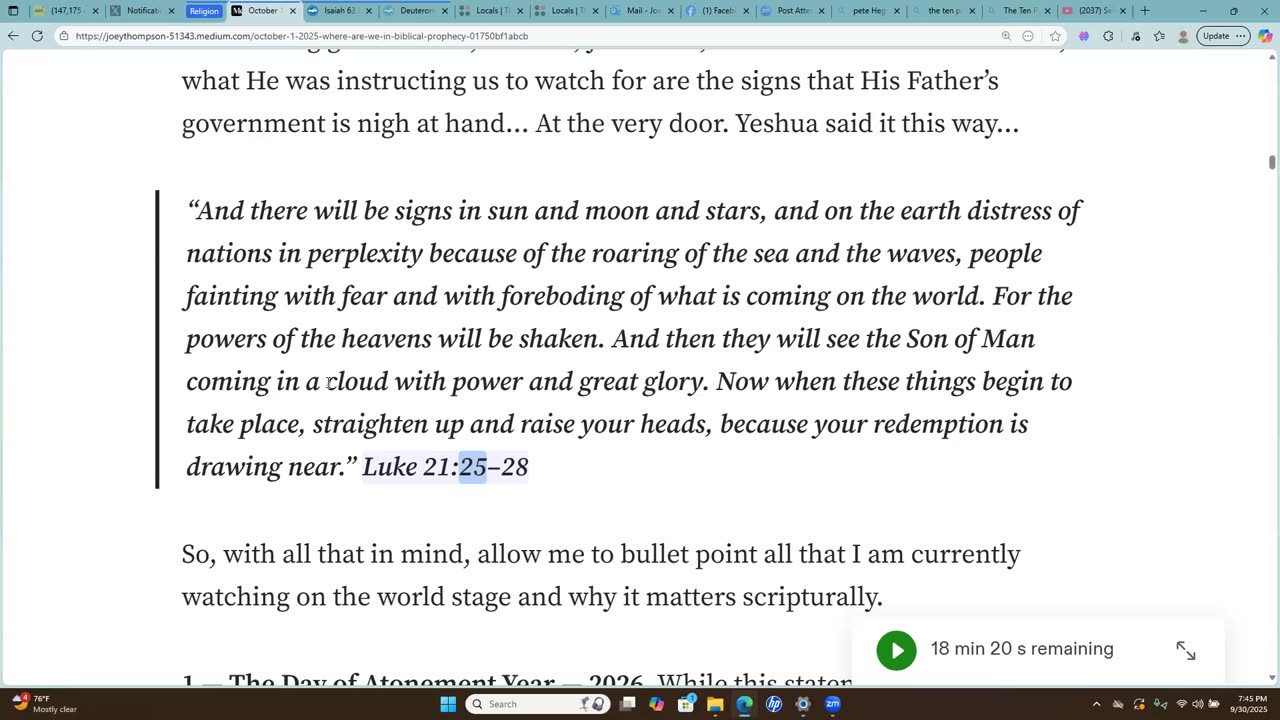 10-1-2025... Where Are We in Biblical Prophecy?