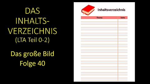 Das Inhaltsverzeichnis (LTA Teil 0.2) - Das große Bild Folge 40