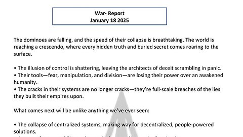 WAR REPORT - JANUARY 18 2025 - THE DOMINOS ARE FALLING