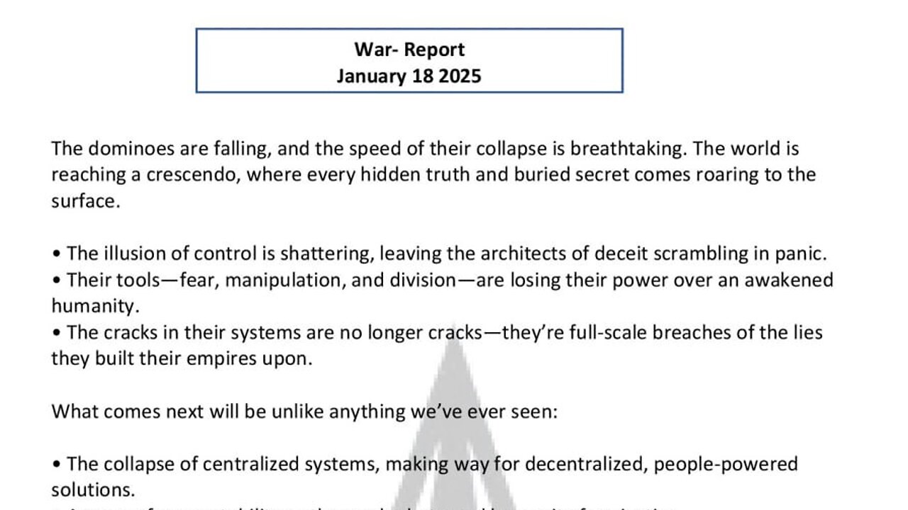 WAR REPORT - JANUARY 18 2025 - THE DOMINOS ARE FALLING