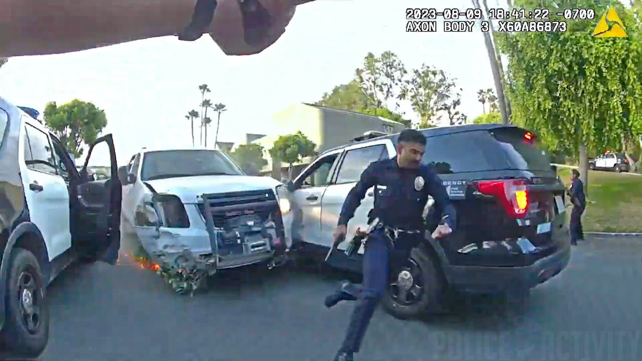 LAPD Cops Unleash a Barrage of Bullets on Suspect Who Rammed Multiple Police Cars#8816