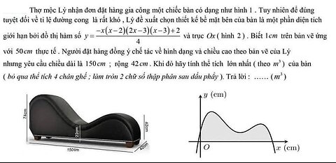 Toán 12: Thợ mộc Lý nhận đơn đặt hàng gia công một chiếc bàn có dạng như hình 1 . Tuy nhiên