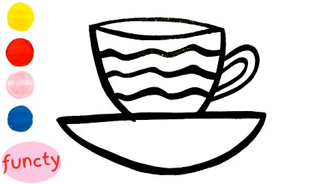 How to draw and color a cup with a saucer for kids