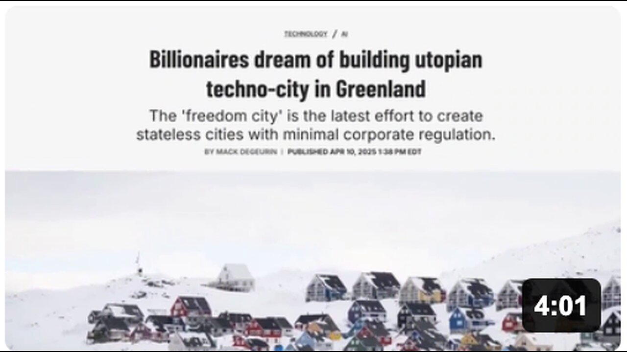 Bill Gates, Peter Thiel, Sam Altman, and Jeff Bezos are targeting Greenland for a so called freedom city modeled as a NETWORK STATE