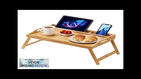 VEVOR Bed Tray Table with Foldable Legs & Media Slot Bamboo Breakfast Review