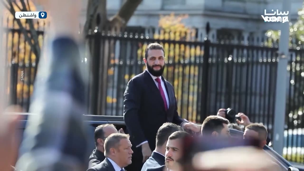 Al-Sharaa greets Syrian community outside White House after talks with Trump