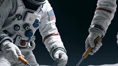 Astronauts working on the space