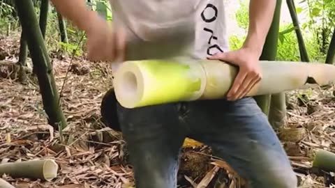 Satisfying bamboo cutting!.hd