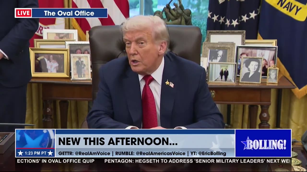 POTUS TALKS TO THE PRESS IN THE OVAL OFFICE