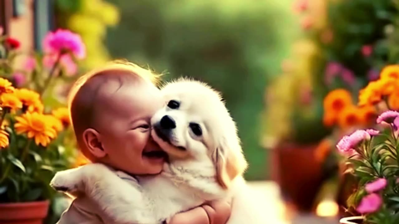 Cute baby with dog🦮-