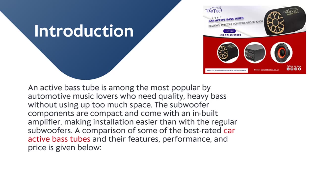 Best Car Active Bass Tubes: Reviews and Prices