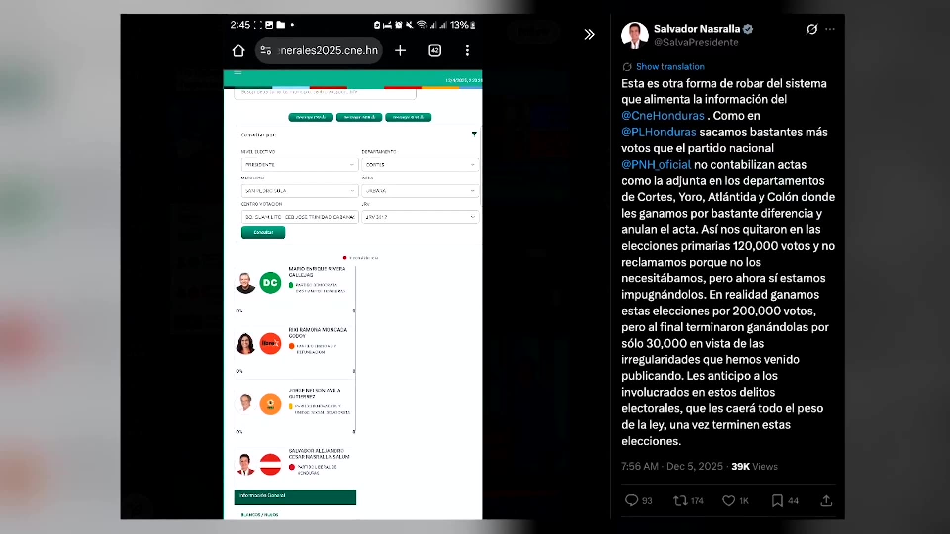 Honduras Nasralla: Trumps influence damaged my election chances
