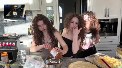 Kalogeras Sisters TRIPLET BLINDFOLDED COOKING CHALLENGE chaotic REACTION