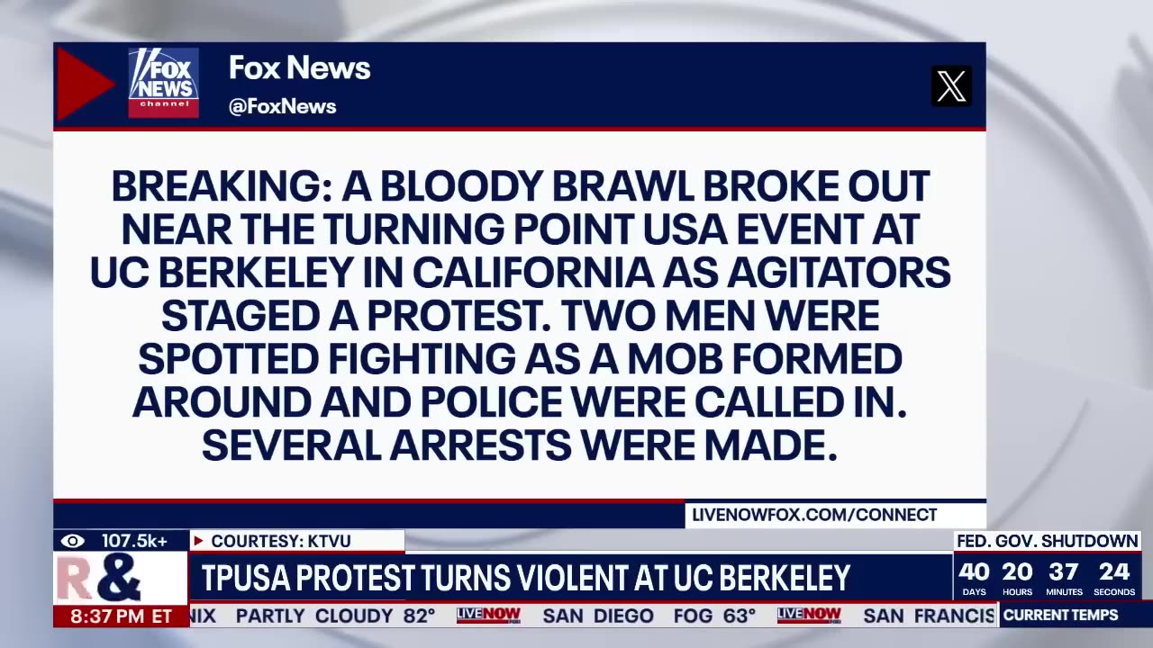 Turning Point USA event, protest turns violent in Berkeley, CA
