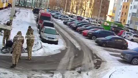 Disturbing: Ukraine [Nazi?] Military Knocks Young Cyclist Down: Volunteers him for meat-grinder