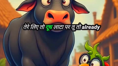 Bhains Aur Tota Ki Chai Pe Ladai 🐃🦜 | Funny Talking Animals | Bolta Janwar AI #shorts