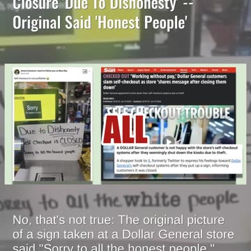 Fact Check: FAKE Sign Has Apology To 'White People' For Self-Checkout Closure 'Due To Dishonesty'