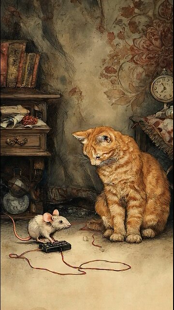 Mouse and cat playing