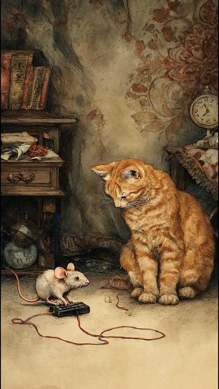 Mouse and cat playing