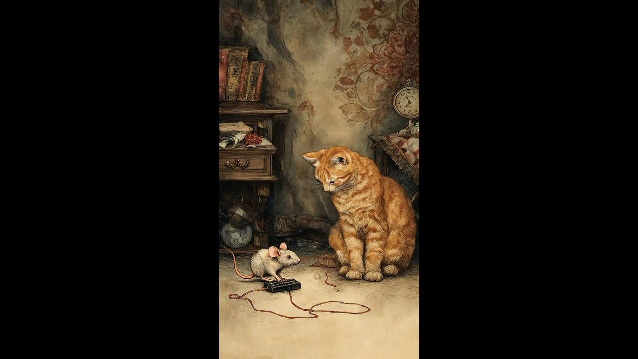 Mouse and cat playing
