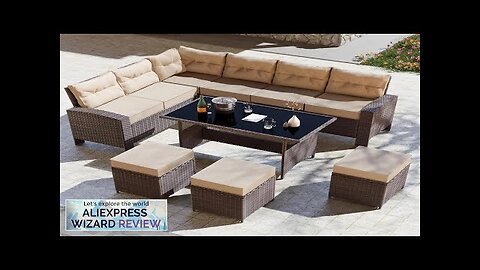 7 Piece Outdoor Patio Furniture Set All-Weather Wicker Rattan Sofa Set Outdoor Review