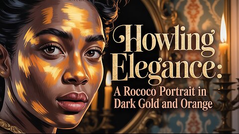 Howling Elegance: A Rococo Portrait in Dark Gold and Orange (AI Generated)
