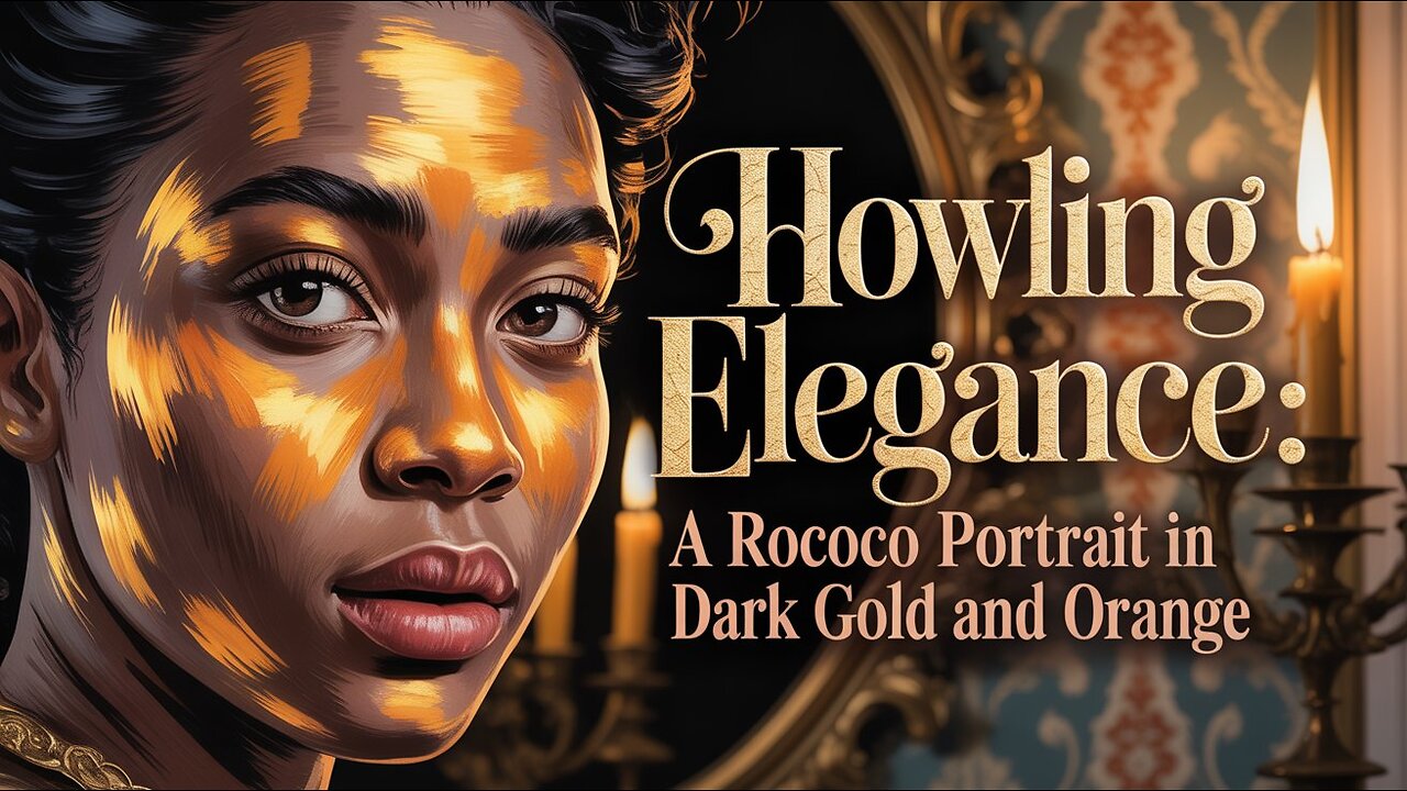 Howling Elegance: A Rococo Portrait in Dark Gold and Orange (AI Generated)