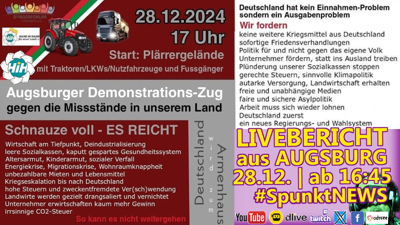 AUGSBURG 2.0 #DEMO #A2812 | 28.12.24 | Start Augsburger #Plärrer mit UMZUG durch Augsburg