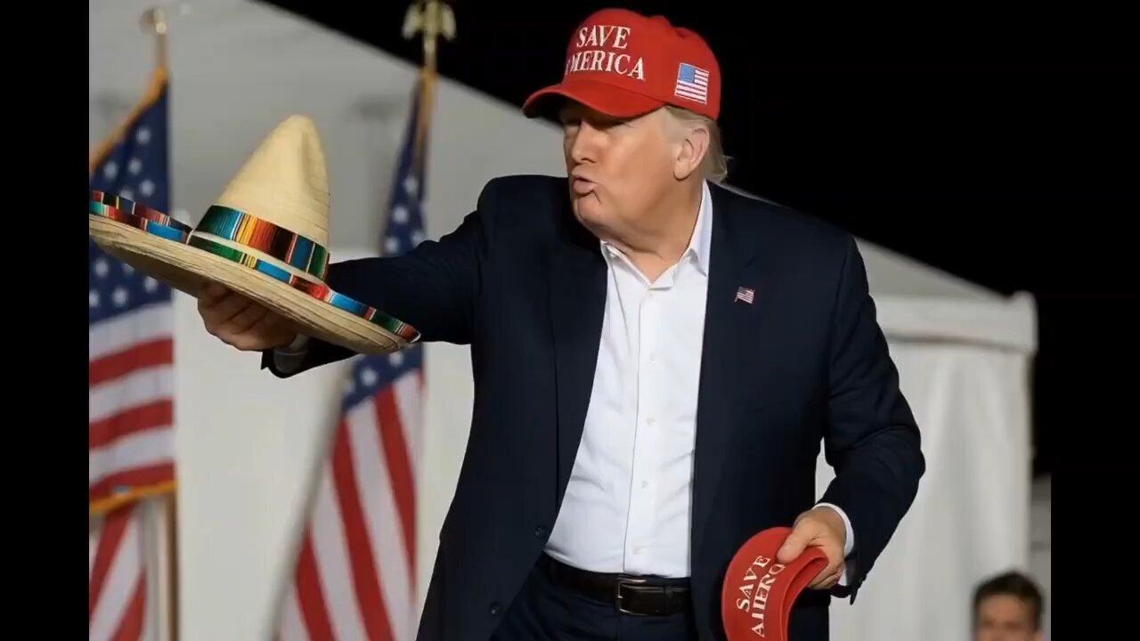 Trump tosses Hakeem Jeffries a sombrero (parody)