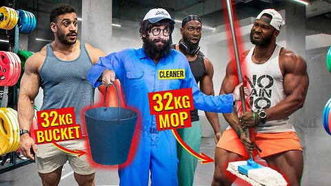 ELITE Powerlifter ANATOLY Use 32kg Mop and 32kg Bucket ｜ Pretended to be a CLEANER in a GYM #41