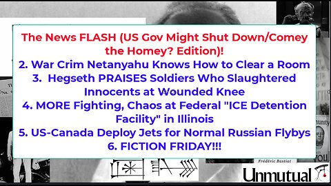 Liberty Conspiracy Live 9-26-25 Comey, Gov Shutter? Netanyahu UN, Hegseth Horror, Fiction