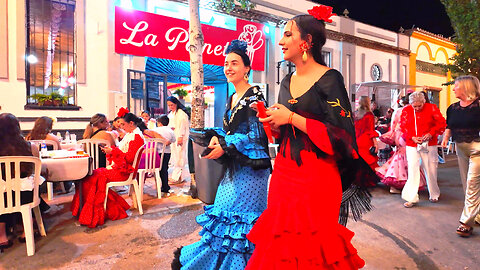 Spain MEGA NIGHTLIFE and Spanish Ladies 🎉 Night Walk Feria Fuengirola [4K]