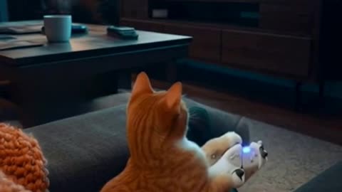 Midnight Gamer Cat: PS5 Action During a Snowy Night