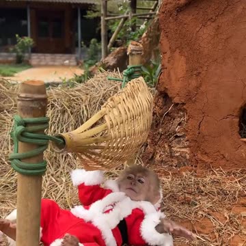 Cute monkey Bon Merry Christmas.