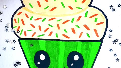 🧁💚✨ How to draw a Green Cream Basket with Candy • Joyful Christmas Mood 🎄😊