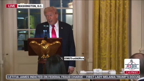 President Trump shows a model of the new White House Ballroom