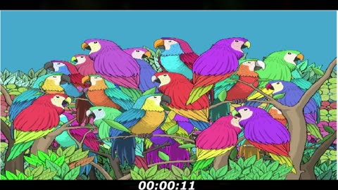 Parrot puzzle: They claim have a butterfly between parrots... just saw something
