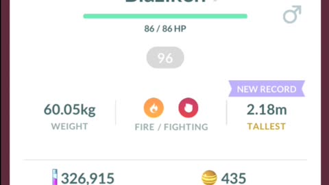 Pokemon Go Evolution - 96% iV Torchic ➡️ Combusken ➡️ Blaziken
